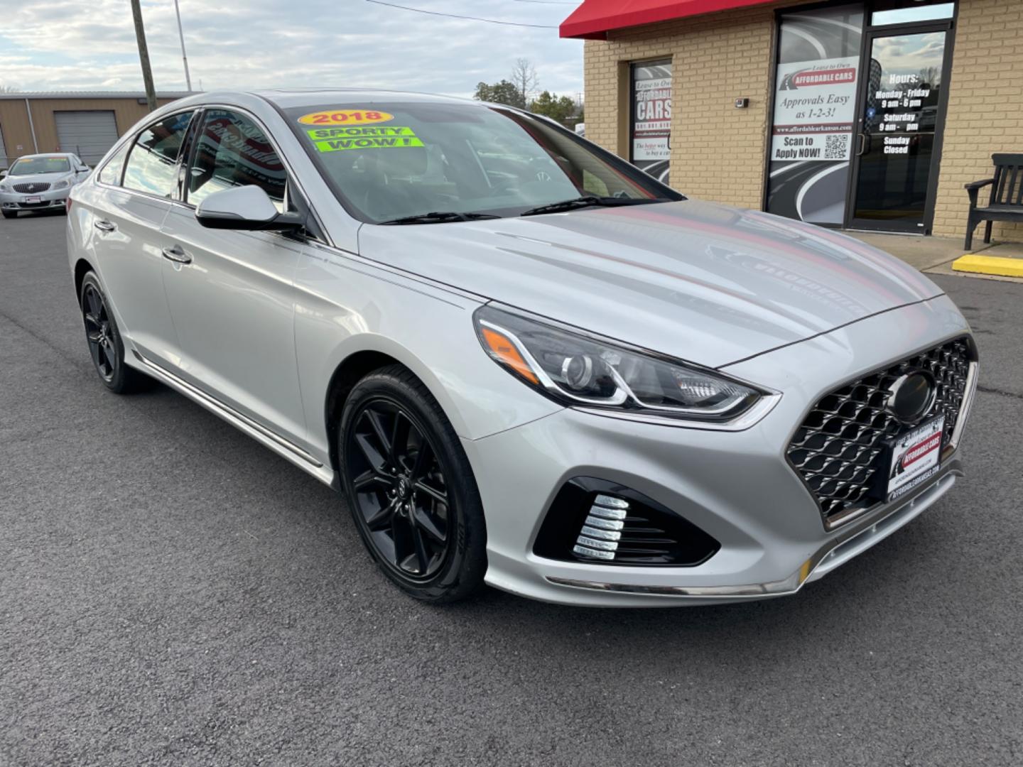 2018 Silver Hyundai Sonata (5NPE34AB4JH) with an 4-Cyl, 2.0 Turbo engine, Auto, 8-Spd Shiftronic transmission, located at 8008 Warden Rd, Sherwood, AR, 72120, (501) 801-6100, 34.830078, -92.186684 - Photo#1